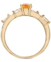 Citrine (3/4 ct. t.w.) & Diamond Accent Swirl Ring in 14k Gold-Plated Sterling Silver