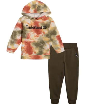 Timberland Little Boys Fleece Tie-Dye Logo Hoodie and Joggers, 2 Piece Set