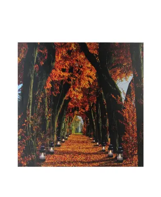Led Lighted Fall Tree Archway with Lanterns Canvas Wall Art 23.5" x 15.5"