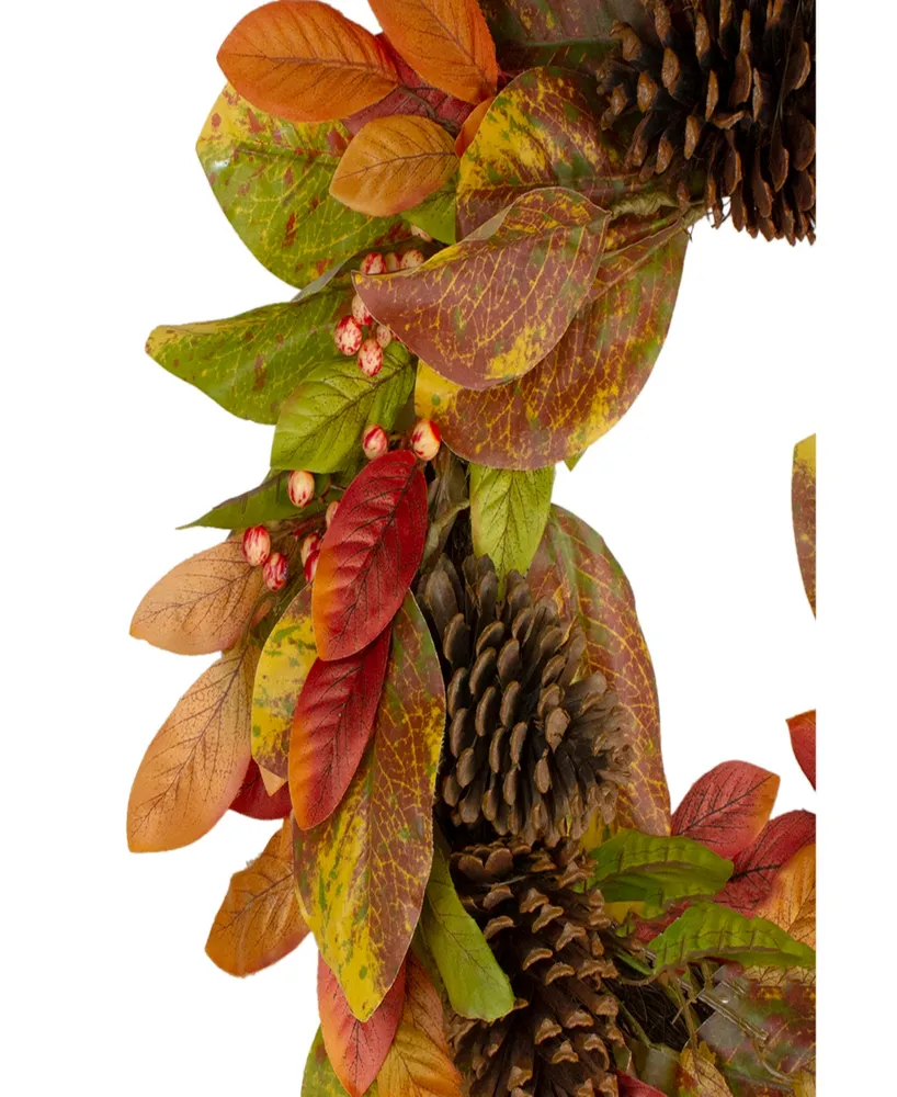 Leaves and Berries Twig Artificial Thanksgiving Wreath - 26" Unlit