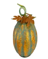 13" Orange and Gold-Tone Autumn Pumpkin Metal Tabletop Decoration