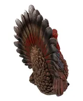 11" Brown Red and Blue Fall Harvest Turkey Tabletop Figurine