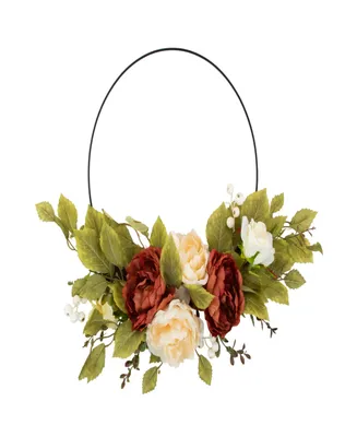 Autumn Harvest Artificial Floral Half Wreath with Fall Foliage 21"