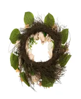 Peach and White Floral Fall Harvest Artificial Wreath 22"