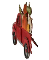 14" Red Truck with Pumpkins Fall Harvest Sign Decoration