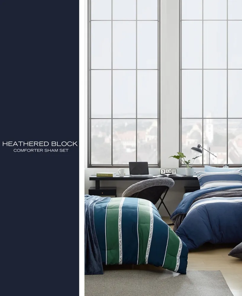 Nautica Heathered Block Reversible Piece Comforter Set