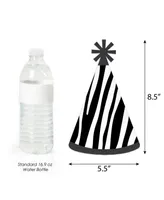 Zebra Print - Cone Happy Birthday Party Hats - Set of 8 (Standard Size)