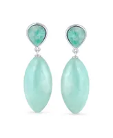 Bling Jewelry Unique Linear Mint Green Aqua Natural Amazonite Rhombus Shape Tear Drop Multi- Party Dangling Earrings For Women