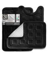 3 Piece Ultra Soft Non-Slip Plush Memory Foam Bath Rug Set - Small
