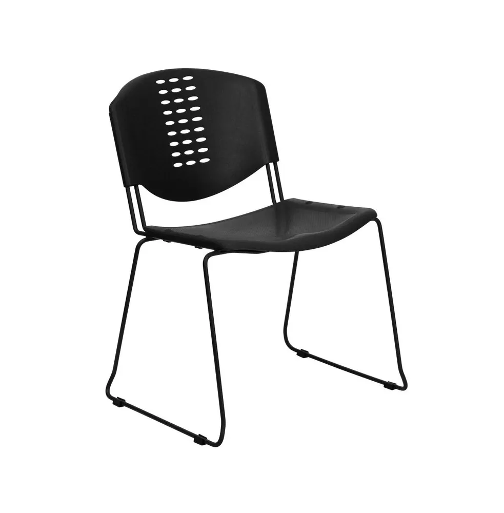 Emma+Oliver 400 Lb. Capacity Plastic Stack Chair With Black Frame