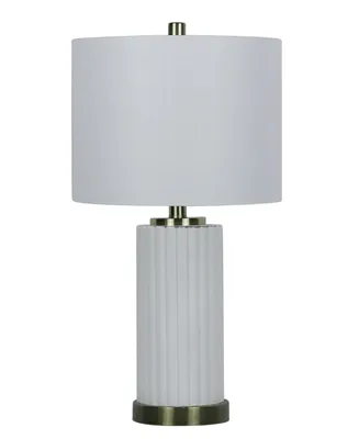 23" Architectural Glass Column Table Lamp with Designer Shade