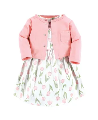 Hudson Baby Baby Girls Hudson Cotton Dress and Cardigan Set