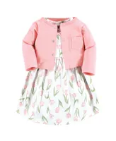 Hudson Baby Baby Girls Hudson Cotton Dress and Cardigan Set