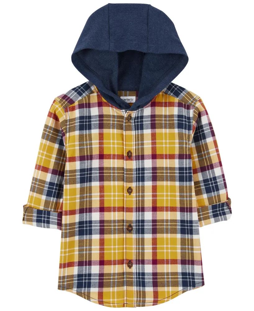 boys hooded flannel shirt