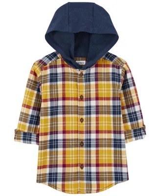 Carter's Toddler Boys Hooded Flannel Button Front Shirt