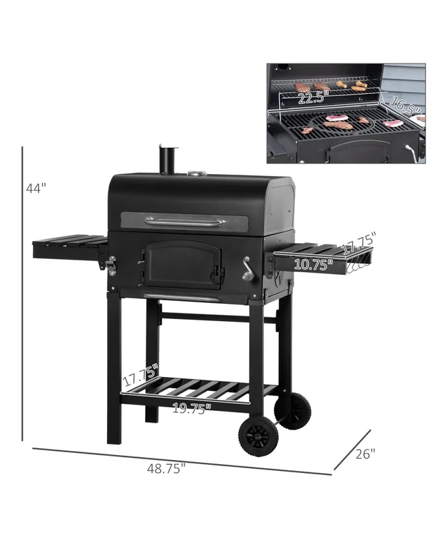 Outsunny 2-in-1 Portable Rotisserie Charcoal BBQ Grill w/ Cook Skewers Included