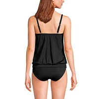 Lands' End Women's Long Blouson Tummy Hiding Tankini Swimsuit Top Adjustable Straps