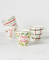 Lenox Bayberry Printed Mix-and-Match Porcelain Mugs, Set Of 4