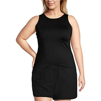 Lands' End Women's Dd-Cup High Neck Upf 50 Modest Tankini Swimsuit Top