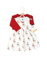 Hudson Baby Baby Girls Hudson Cotton Dress and Cardigan Set