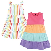 Hudson Baby Toddler, Child Girl Cotton Dresses, Rainbow Stripe