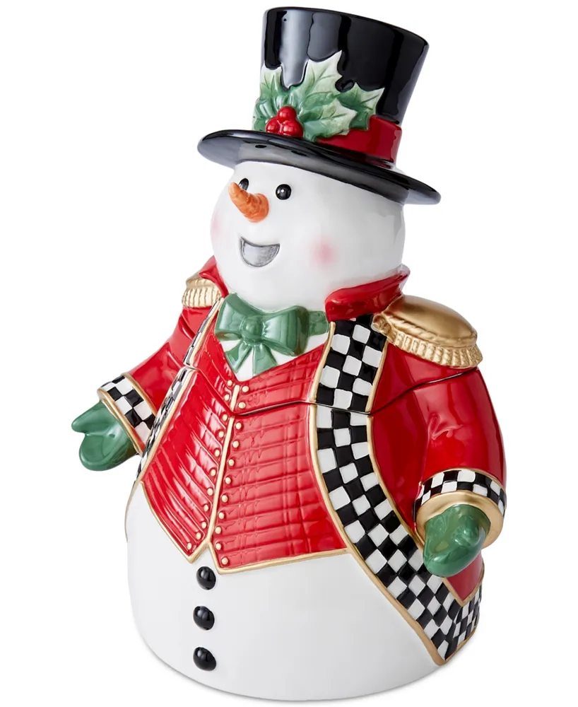 Spode Christmas Tree Black and White Snowman Cookie Jar