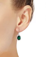 Lab-Grown Emerald (2-3/4 ct. t.w.) and White Sapphire (1/2 ct. t.w.) Drop Earrings in Sterling Silver