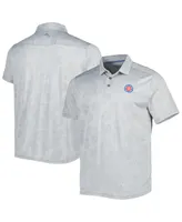 Men's Tommy Bahama Gray Chicago Cubs IslandZone Pineapple Palm Coast Polo Shirt