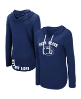 Women's Colosseum Navy Penn State Nittany Lions My Lover Lightweight Hooded Long Sleeve T-shirt