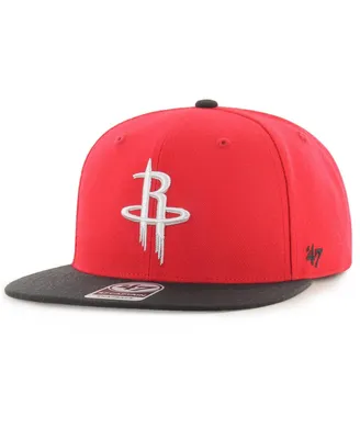 Men's '47 Brand Red, Black Houston Rockets Two-Tone No Shot Captain Snapback Hat