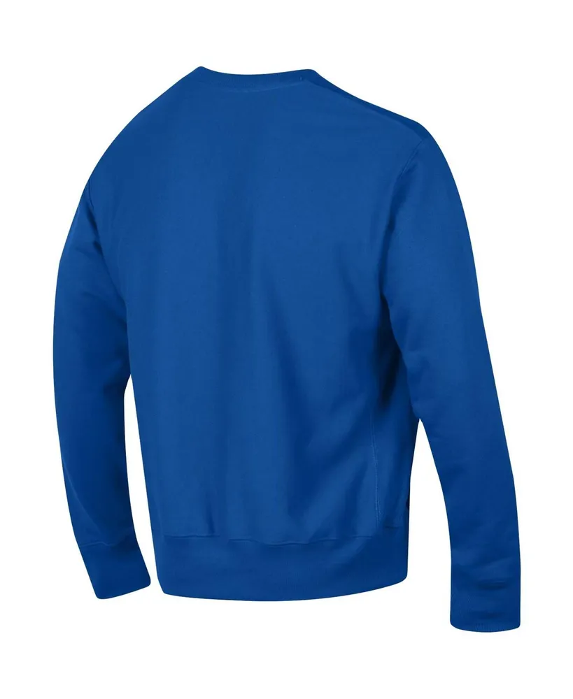 Men's Champion Royal Kansas Jayhawks Arch Reverse Weave Pullover Sweatshirt