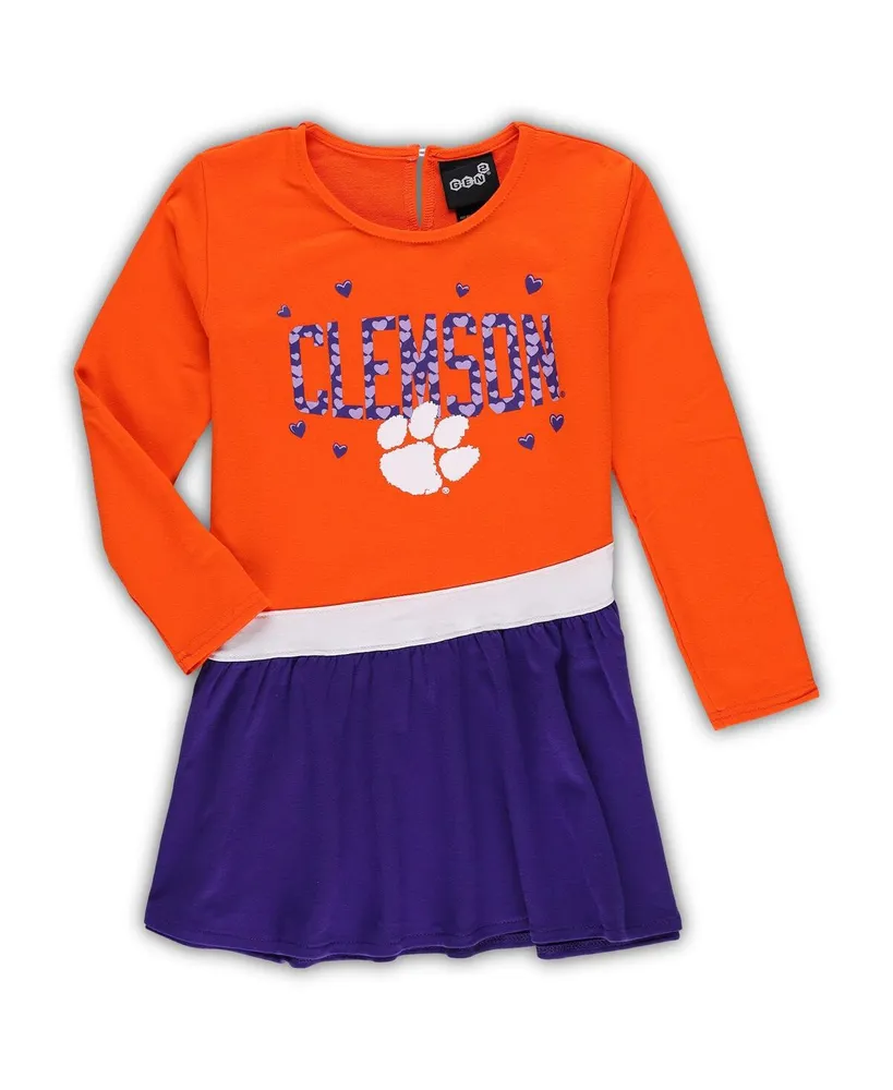 Little Girls Orange Clemson Tigers Heart to Heart French Terry Dress