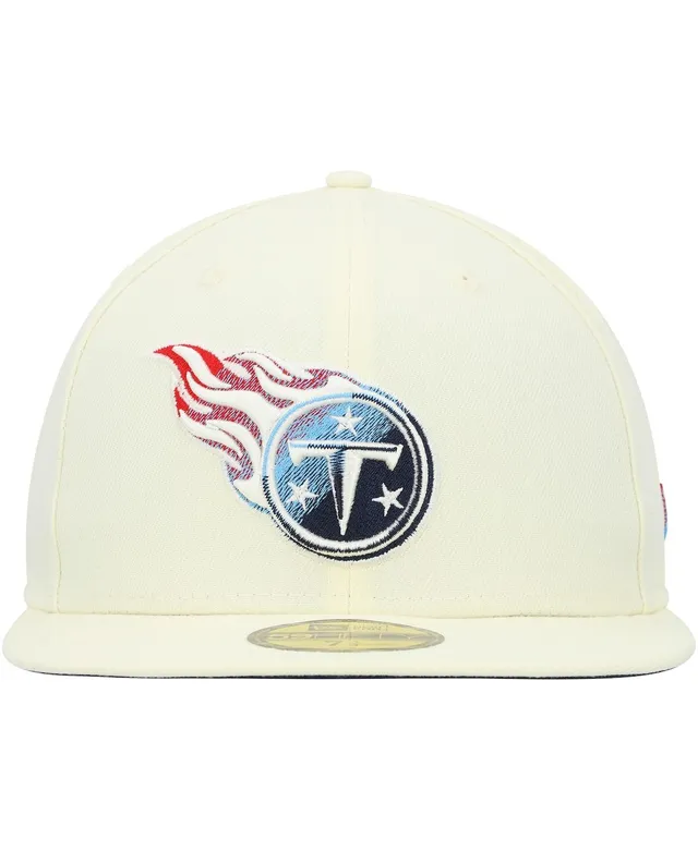 Men's New Era Cream Tennessee Titans Chrome Collection 39THIRTY Flex Hat Size: Small/Medium