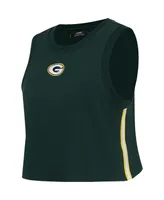 Women's Pro Standard Green Bay Packers Ombre Wordmark Classic Cropped Tank Top