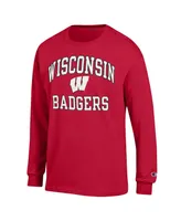 Men's Champion Red Wisconsin Badgers High Motor Long Sleeve T-shirt