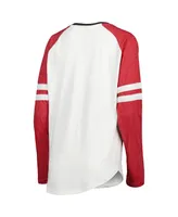 Women's Pressbox White, Crimson Indiana Hoosiers Brooking Sleeve Stripe Raglan Long T-shirt