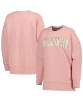 Women's Pressbox Pink Wisconsin Badgers La Jolla Fleece Pullover Sweatshirt