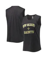 Women's Fanatics Heather Charcoal New Orleans Saints Plus Tank Top