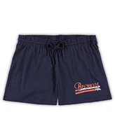 Women's Concepts Sport White, Navy Denver Broncos Plus Downfield T-shirt and Shorts Sleep Set