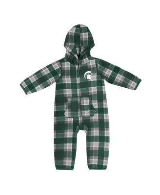 Infant Boys and Girls Colosseum Green, Gray Michigan State Spartans Farays Plaid Full-Zip Hoodie Jumper