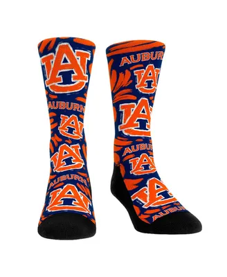 Men's and Women's Rock 'Em Socks Auburn Tigers Allover Logo and Paint Crew Socks