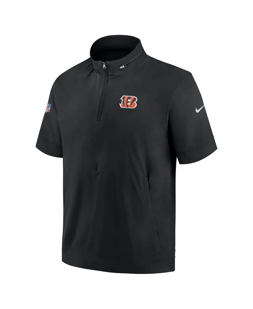 Men's Nike Black Cincinnati Bengals Sideline Coach Short Sleeve Hoodie Quarter-Zip Jacket