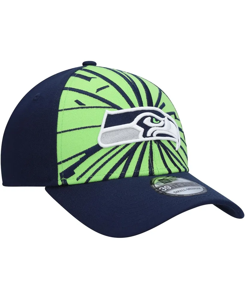 Men's New Era Neon Green, College Navy Seattle Seahawks Shattered 39THIRTY Flex Hat