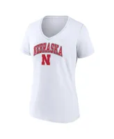 Women's Fanatics White Nebraska Huskers Evergreen Campus V-Neck T-shirt