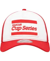 Men's New Era Scarlet, White Nascar 9FORTY A-Frame Trucker Snapback Hat