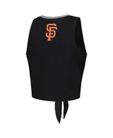 Women's The Wild Collective Black San Francisco Giants Twisted Tie Front Tank Top