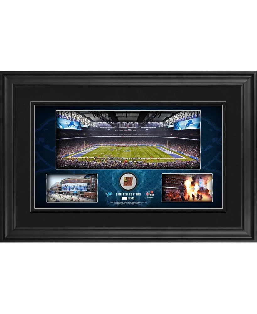 Detroit Lions Framed 10" x 18" Stadium Panoramic Collage with Game-Used Football - Limited Edition of 500