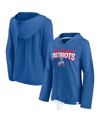 Women's Fanatics Heather Royal New England Patriots First Team Cropped Lightweight Hooded Top
