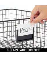 mDesign Wide Steel Kitchen Organizer Basket - Label Slot, Pack