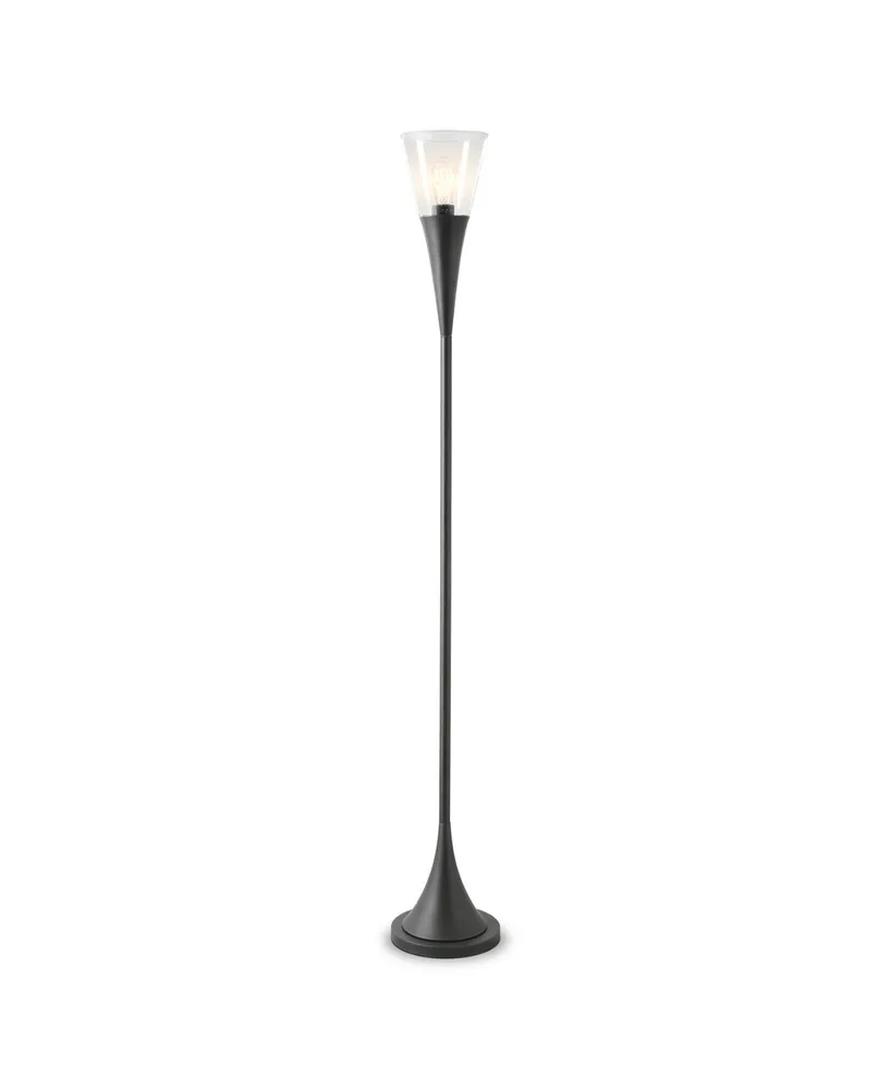 Hudson & Canal Moura 71" Glass Shade Torchiere Floor Lamp